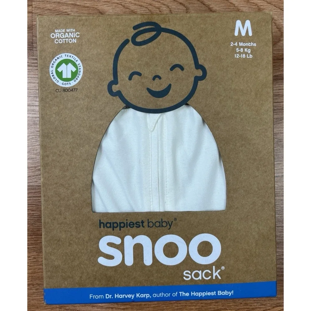 Snoo Sack White Size M, Fits 2-4 Month, Organic Cotton Sleep Swaddle Blanket NEW